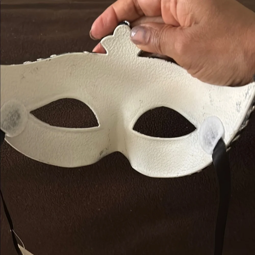 Mardi Gras Black and Silver Contoured Face Mask with Zebra Pattern